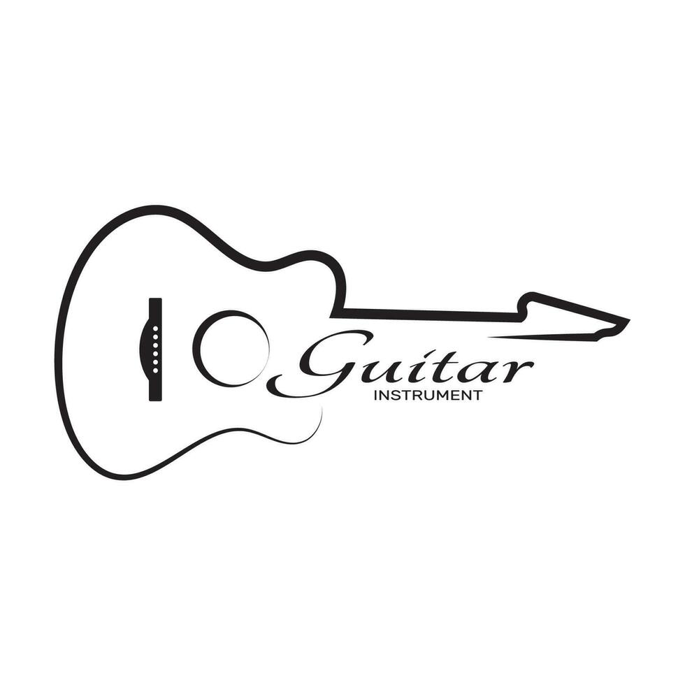 Simple musical guitar instrument logo, for guitar shop, music instrument store, orchestra, guitar lessons, apps, games, music studio, vector