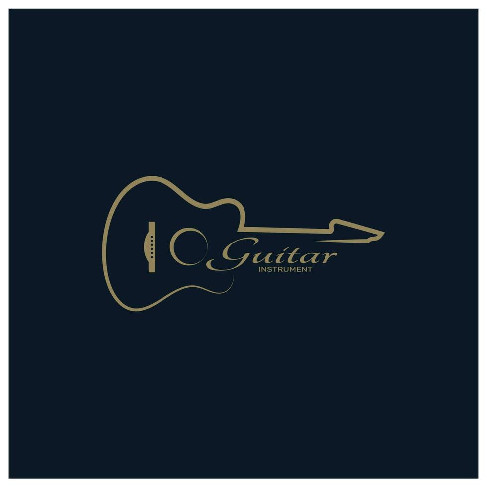 Simple musical guitar instrument logo, for guitar shop, music instrument store, orchestra, guitar lessons, apps, games, music studio, vector