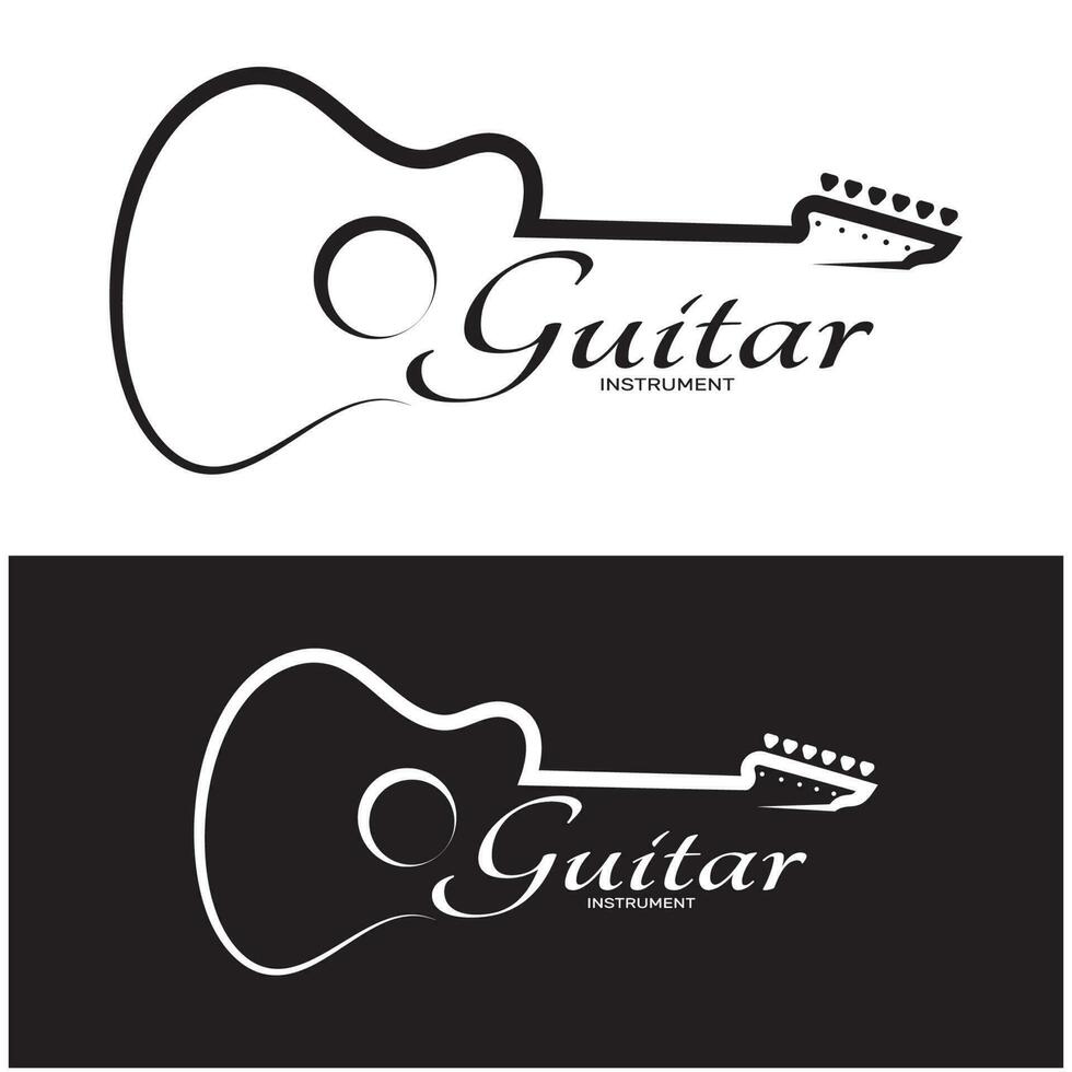 sencillo musical guitarra instrumento logo, para guitarra comercio, música instrumento almacenar, orquesta, guitarra lecciones, aplicaciones, juegos, música estudio, vector