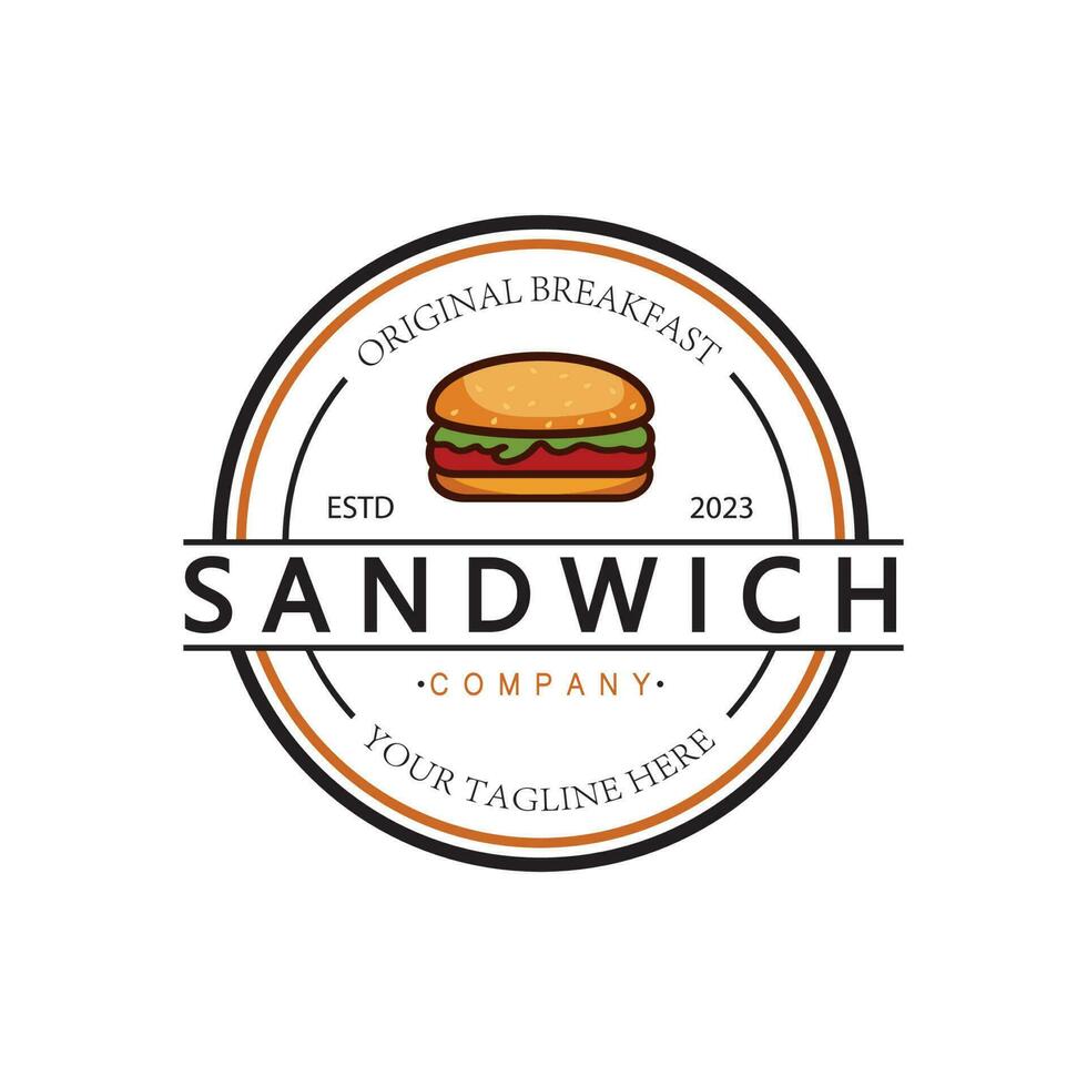 hecho en casa emparedado logo ilustracion.para emparedado comprar, rápido comida,hamburguesa,caliente perro ,vector vector