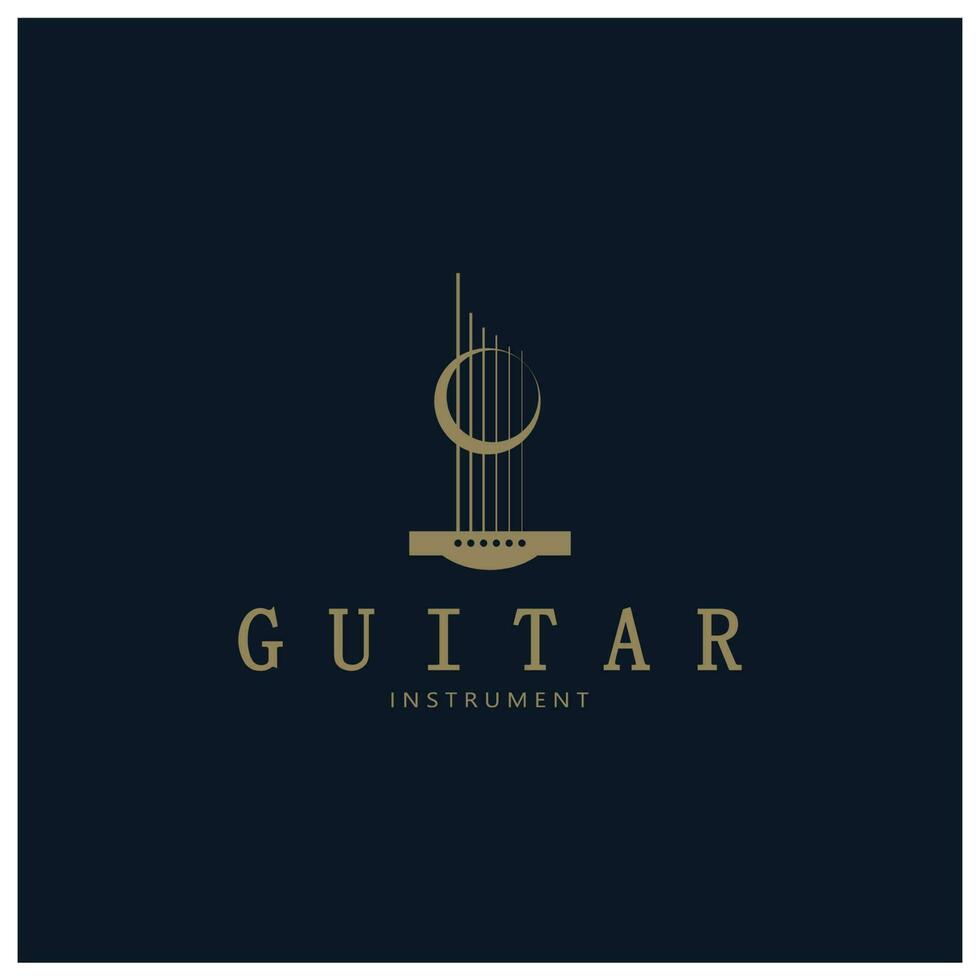 Simple musical guitar instrument logo, for guitar shop, music instrument store, orchestra, guitar lessons, apps, games, music studio, vector