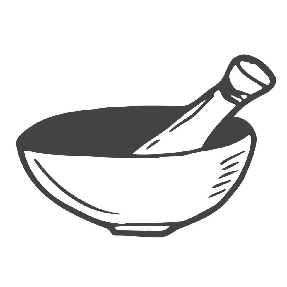 Pestle and Mortar Pharmacy icon , Herbal symbol hand drawn doodle logo ,vector illustration design template vector
