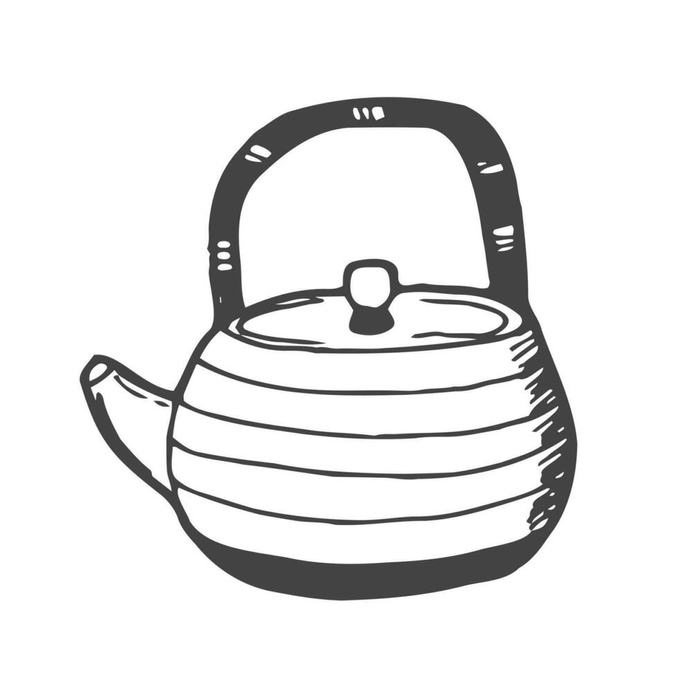 A doodle of a teapot. Tea time or ceremony concept. Vector sketch