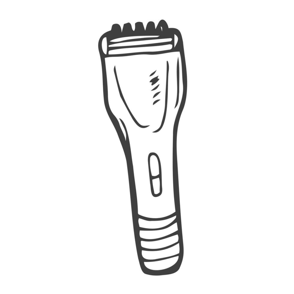 Hand drawn electric hair clipper, beard trimmer. vector doodle illustration