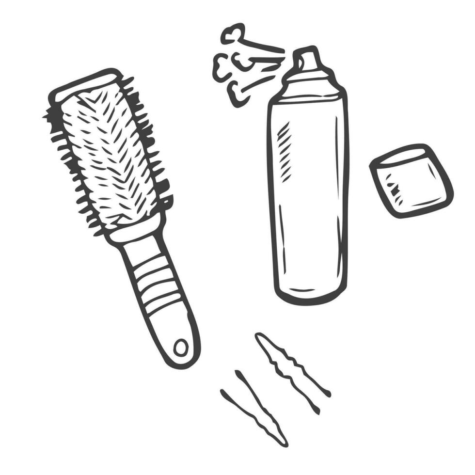 Set of hair styling in vector. Doodle style sketch vector