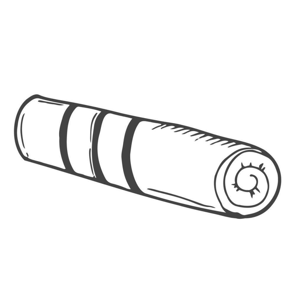 spa towel line drawing. vector illustration in doodle style
