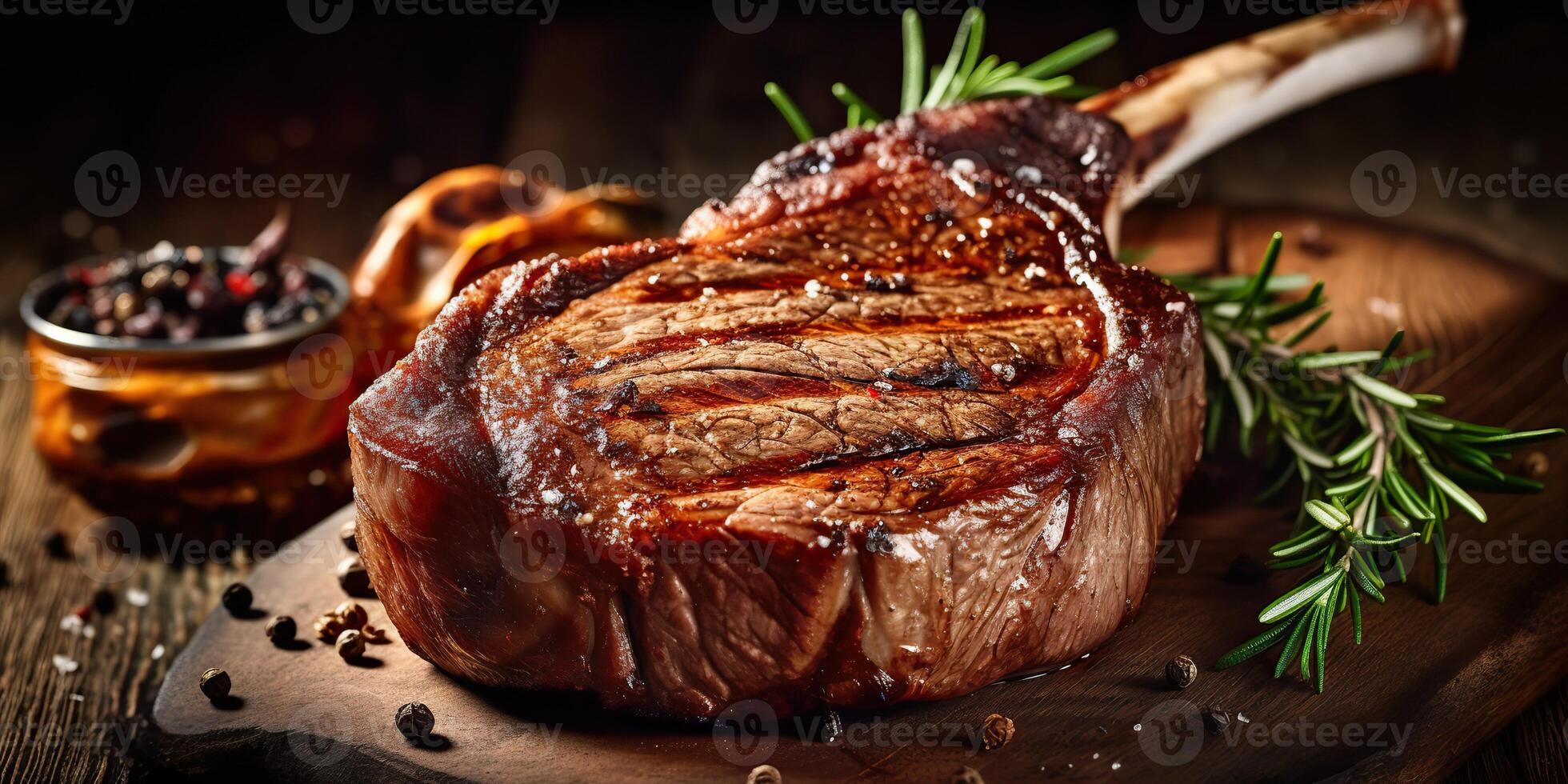 ai generado. ai generativo. foto ilustración de barbacoa parrilla tomahawak angus filete en hueso. restaurante Fresco carne estilo de vida onda. gráfico Arte