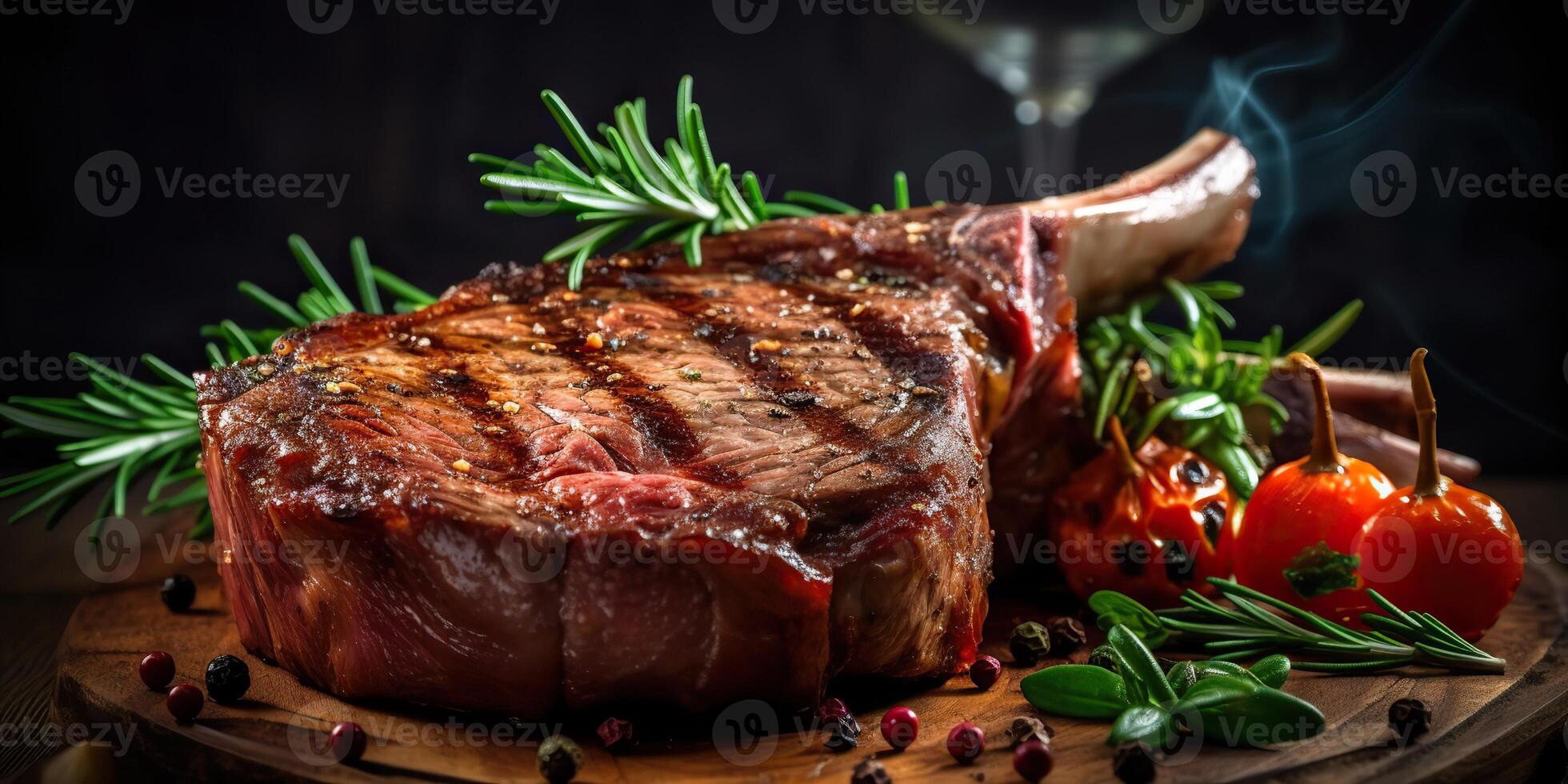 . . Photo illustration of bbq grill tomahawak angus steak on bone. Restaurant fresh meat lifestyle vibe. Graphic Art