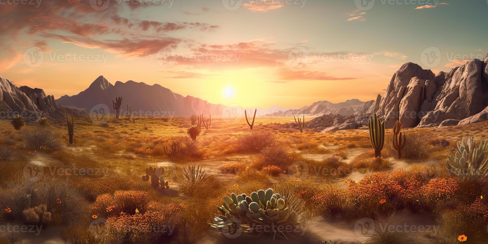 . . Photo illustration of mexican desert with cactus. Graphic Art