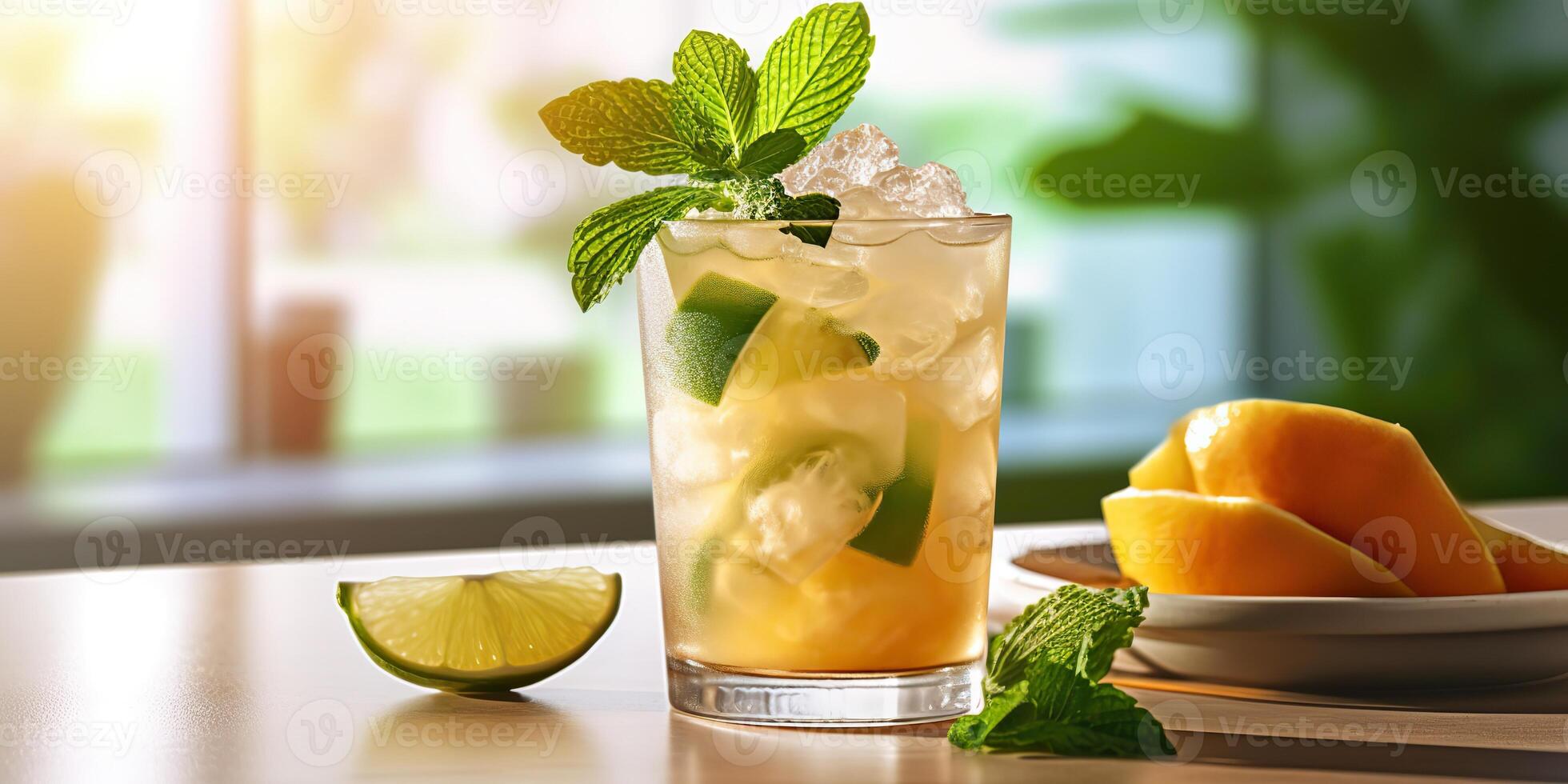 . . Traditional summer yellow tropical cocktail mai tai. Party vacation relax chill vibe. Graphic Art photo