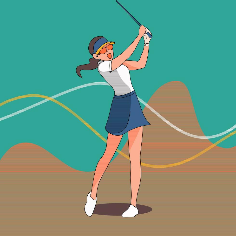Female golfer posing style flat design vector