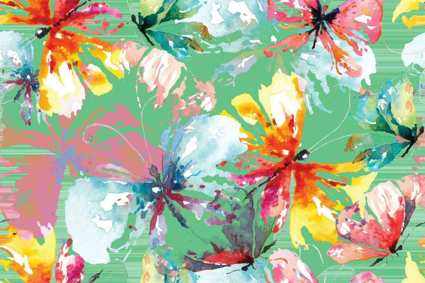 Seamless pattern of butterflies paint with watercolor.For designing colorful fabric patterns and  wallpaper.Background abstract fantasy.Flying insects background. vector