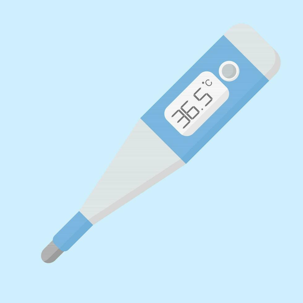 Medical equipment, Mercury thermometer for body measurement in flat vector illustration design