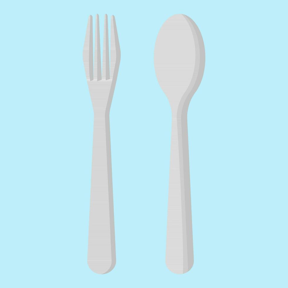 Silverware utensil, spoon and fork in flat vector illustration design