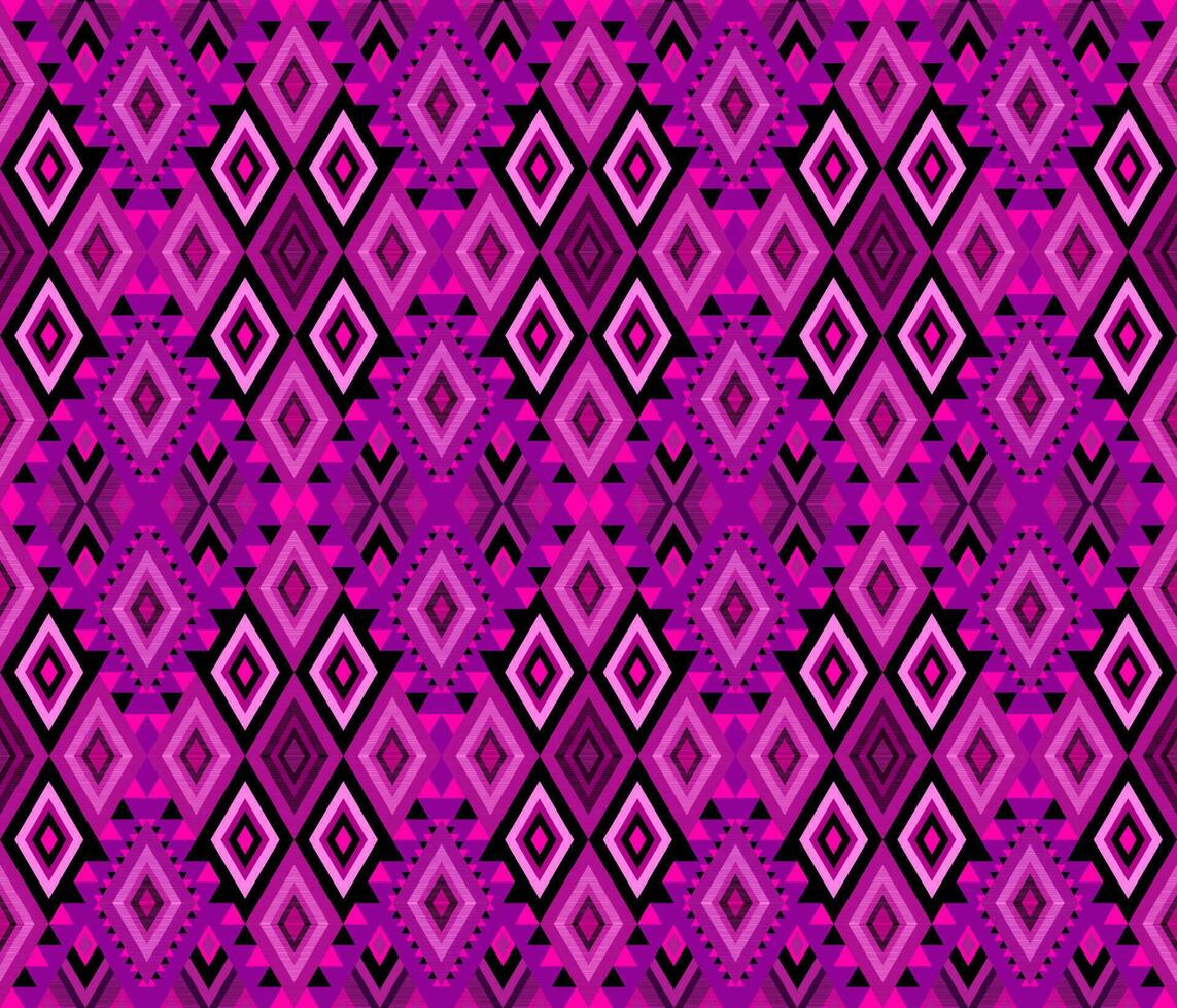 Emblem ethnic folk geometric seamless pattern in black and pink vector