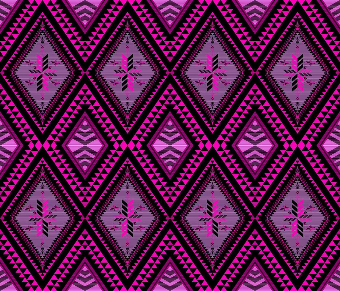 Emblem ethnic folk geometric seamless pattern in black pink vector