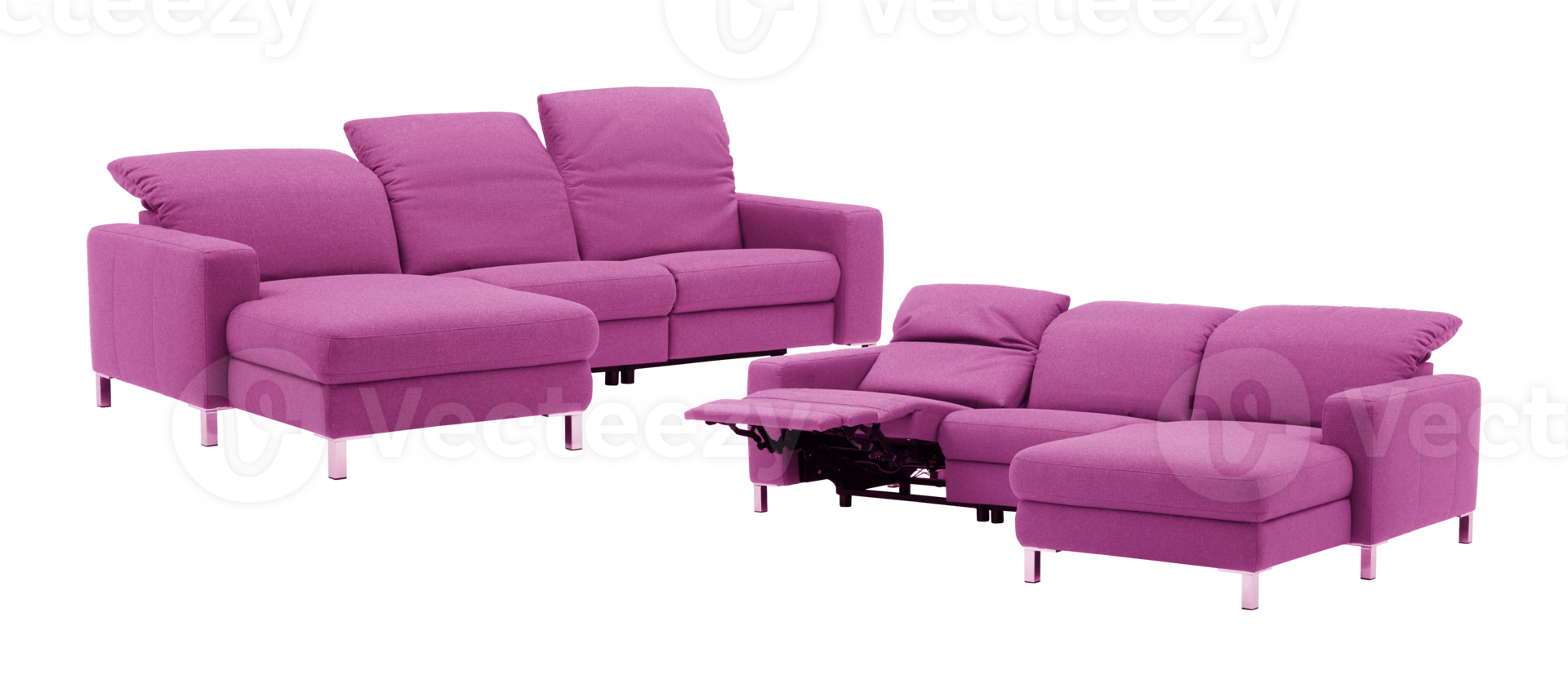 Sofa with footstool decorated in the living room isolated transparent background png