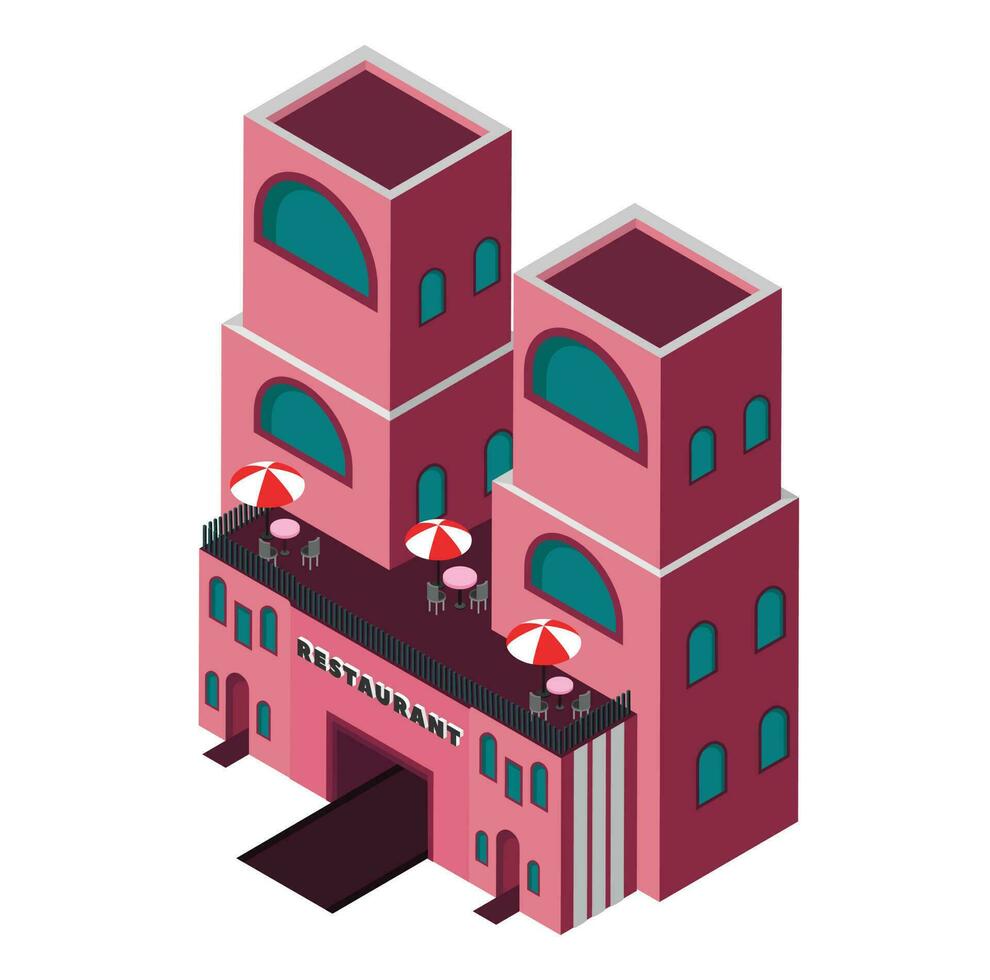 Isometric Restaurant Building vector