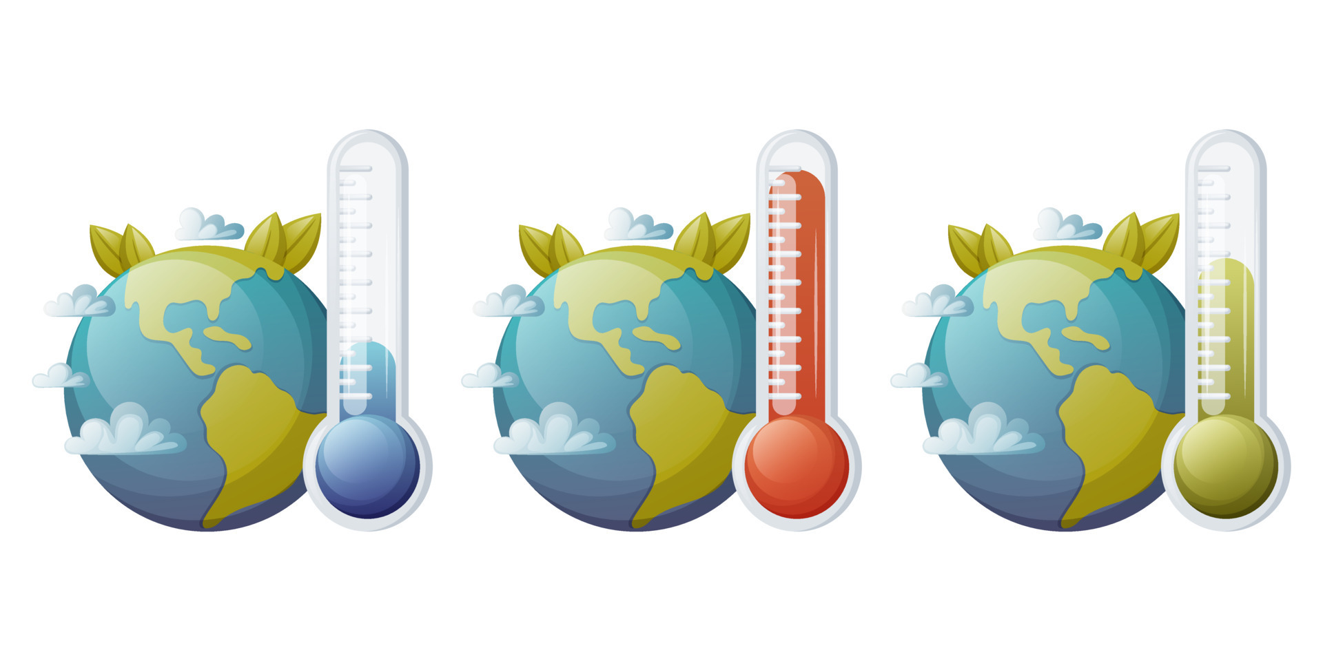 Earth and thermometer with indicator. The global problem of