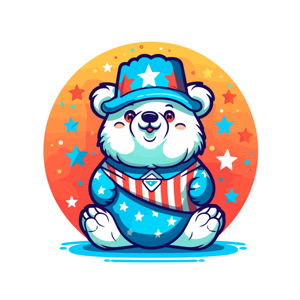 4th of July, Independence Day,Cartoon,Bear png