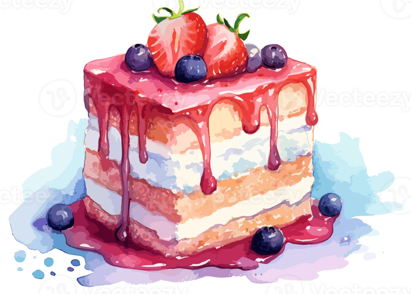 Watercolor Cake , illustration, Cute Design png