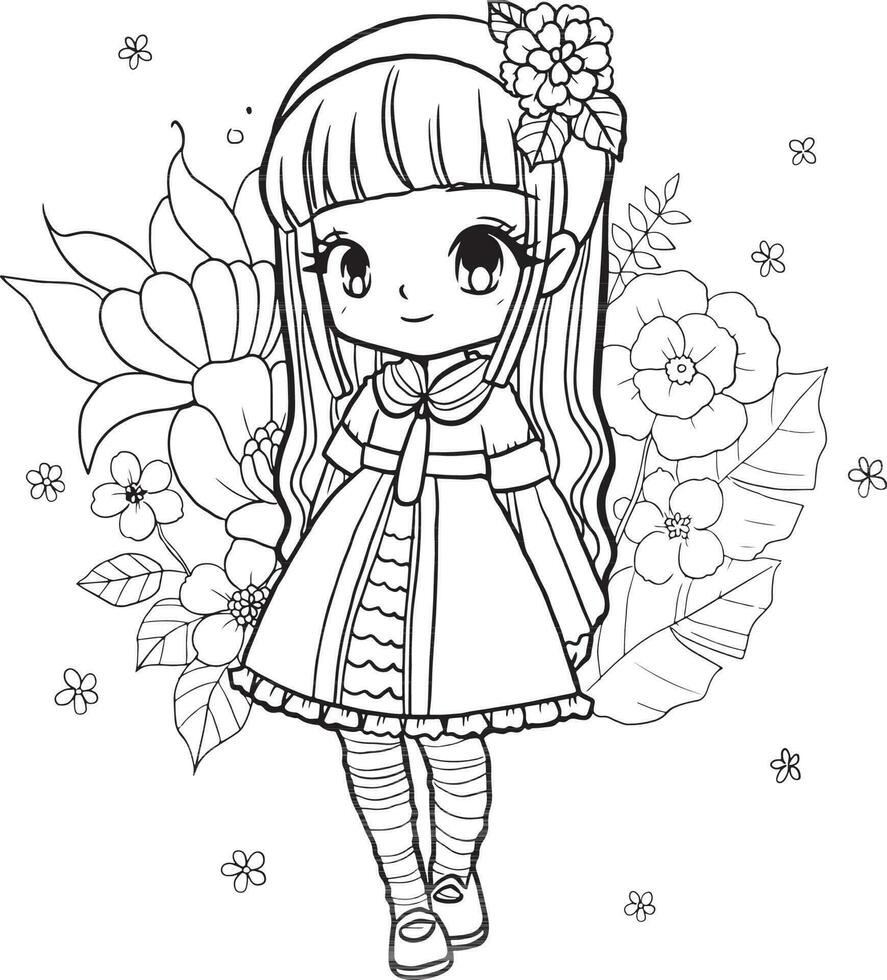 cartoon doodle kawaii anime coloring page cute illustration drawing clip art character chibi manga comic vector