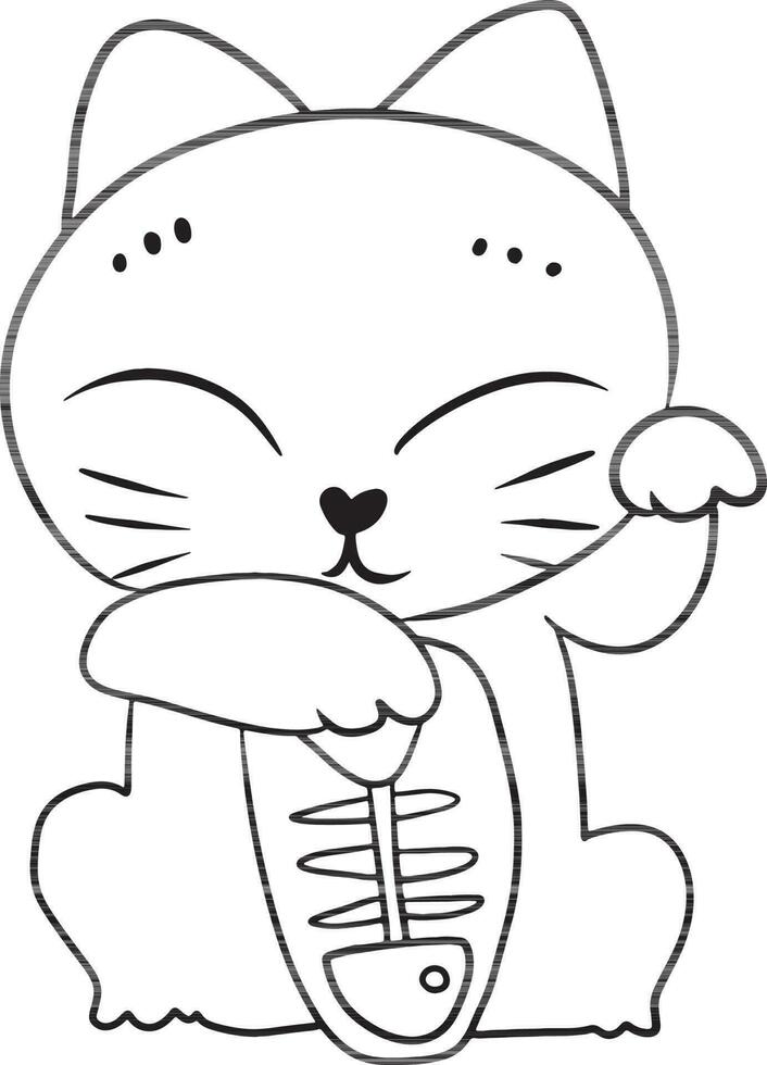 cat good luck cartoon doodle kawaii anime coloring page cute illustration drawing clip art character chibi manga comic vector