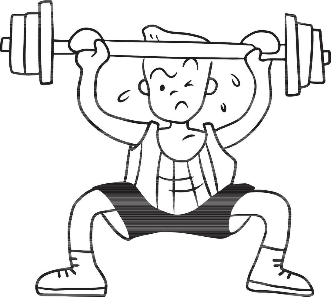 weightlifting cartoon doodle kawaii anime coloring page cute illustration drawing clip art character chibi manga comic vector