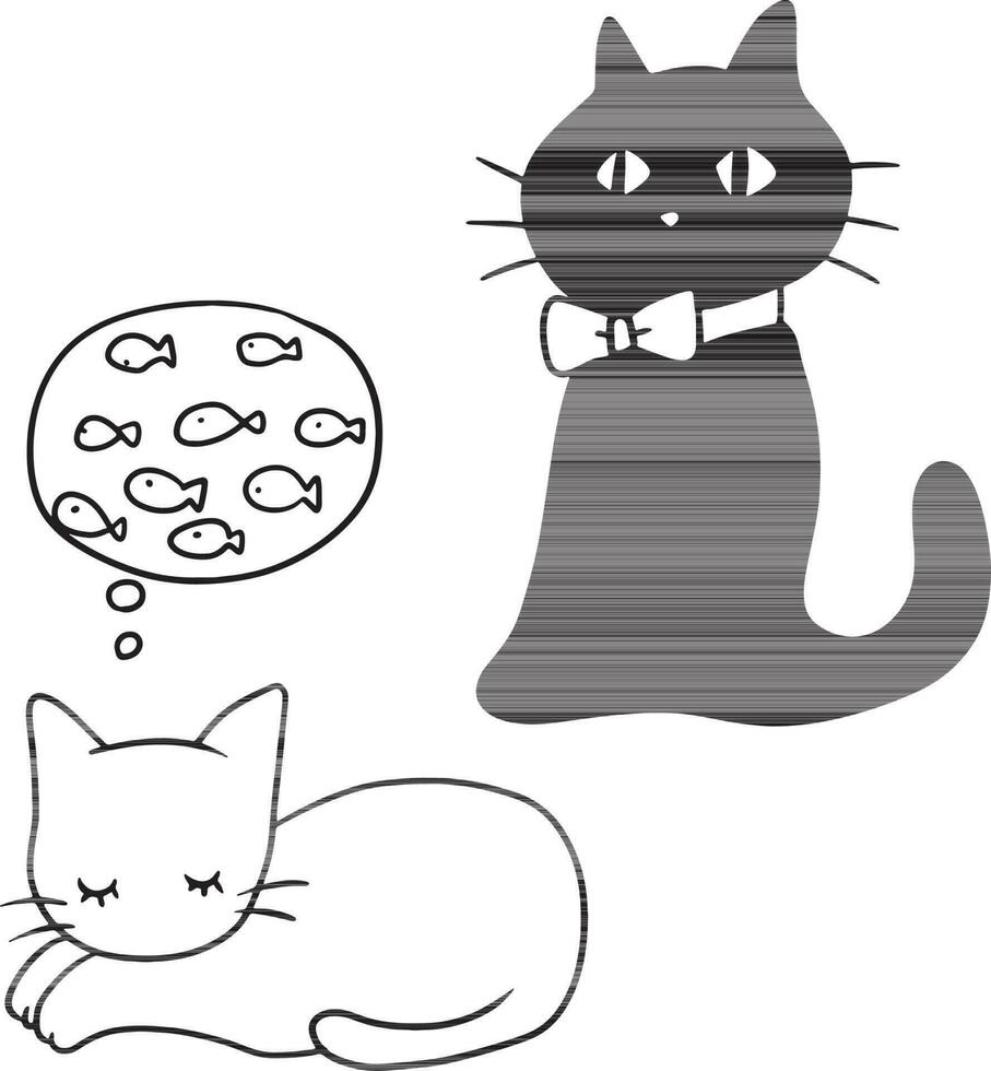 cat cartoon doodle kawaii anime coloring page cute illustration drawing clip art character chibi manga comic vector