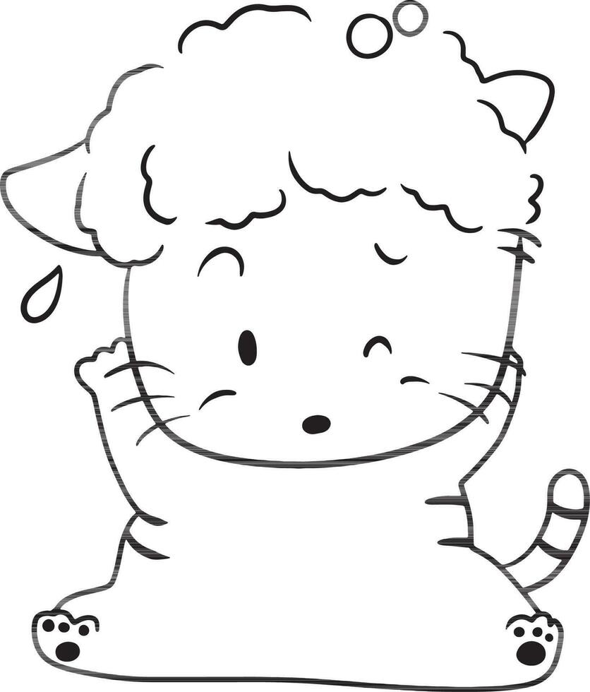 cat cartoon doodle kawaii anime coloring page cute illustration drawing clip art character chibi manga comic vector