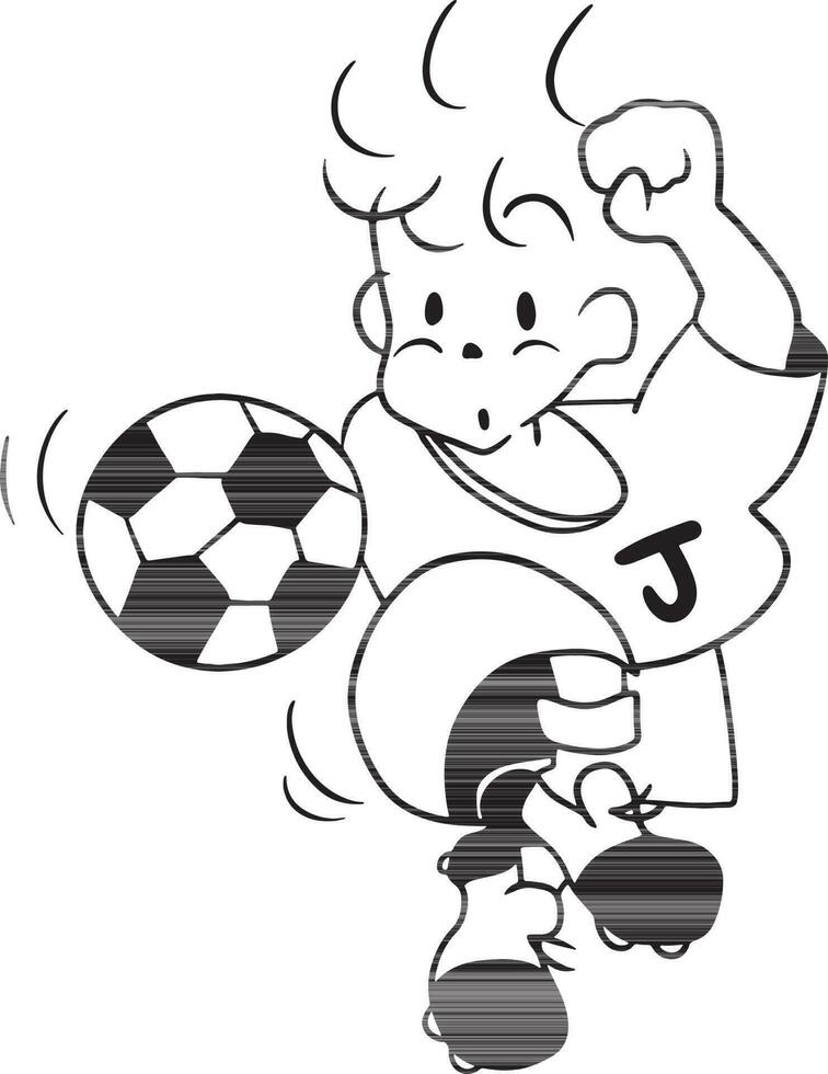 kicking ball sport cartoon doodle kawaii anime coloring page cute illustration drawing clip art character chibi manga comic vector