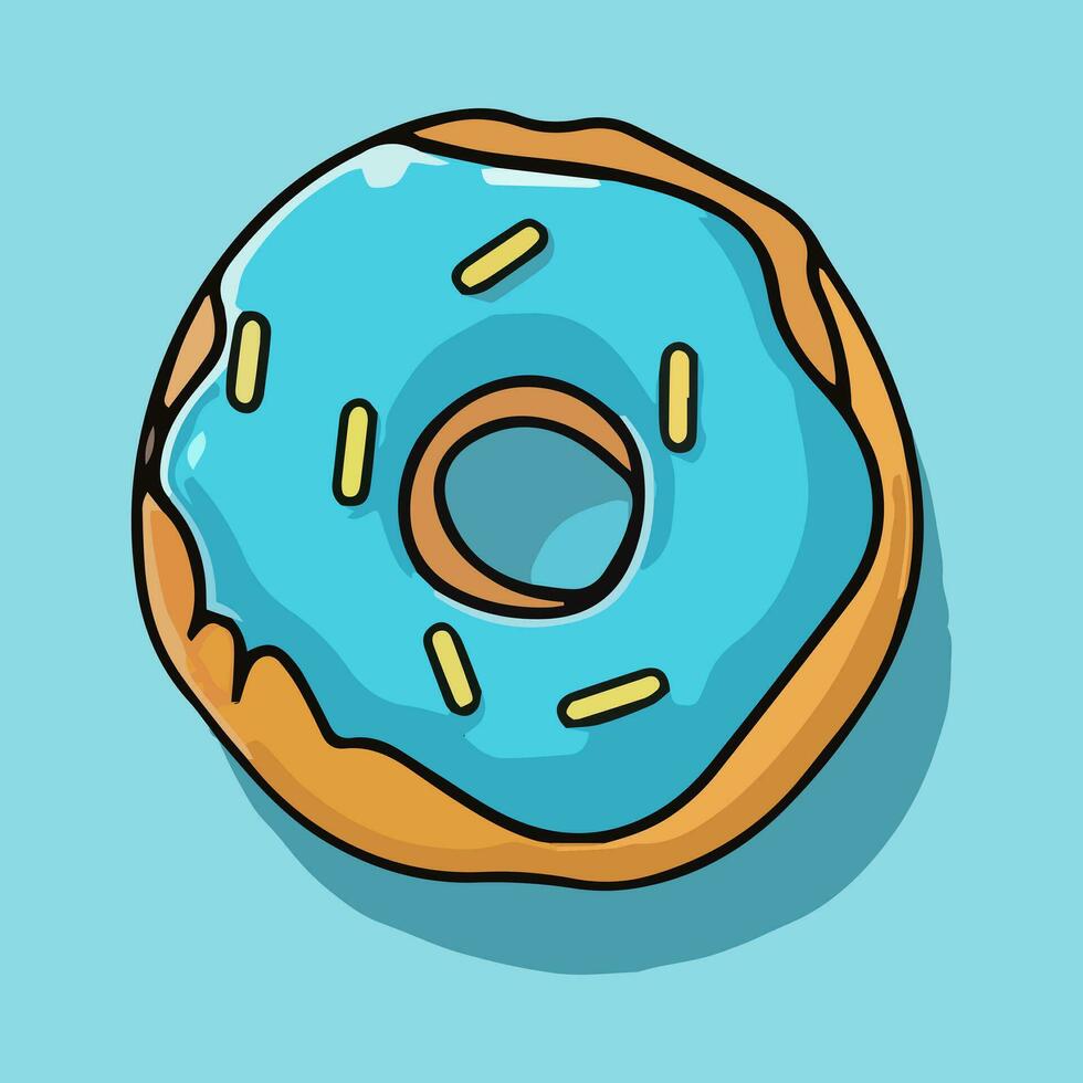 Donut icon. Vector illustration of donut with blue glaze.