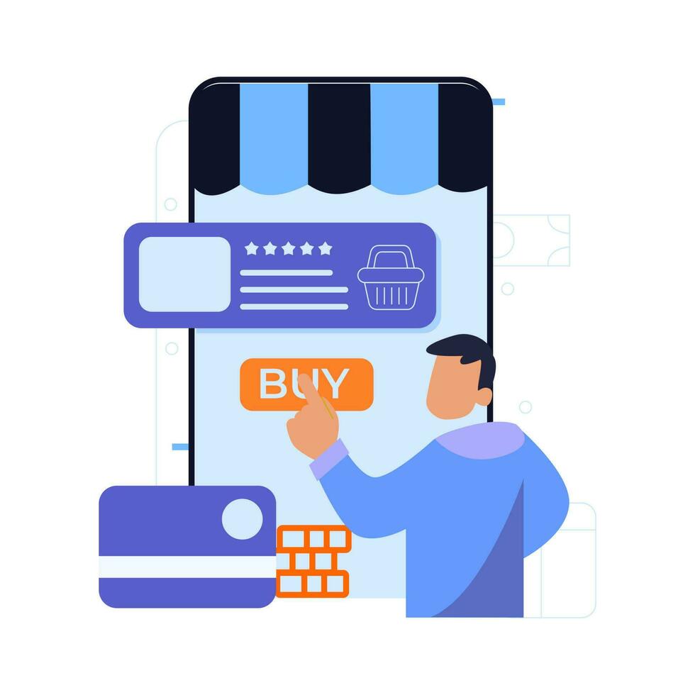 Online shopping, e-commerce concept. Vector illustration in flat style