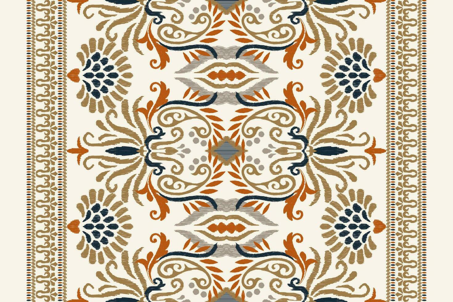 ikat floral cachemir bordado en blanco fondo.ikat étnico oriental modelo tradicional.azteca estilo resumen vector ilustración.diseño para textura,tela,ropa,envoltura,decoración,bufanda,alfombra