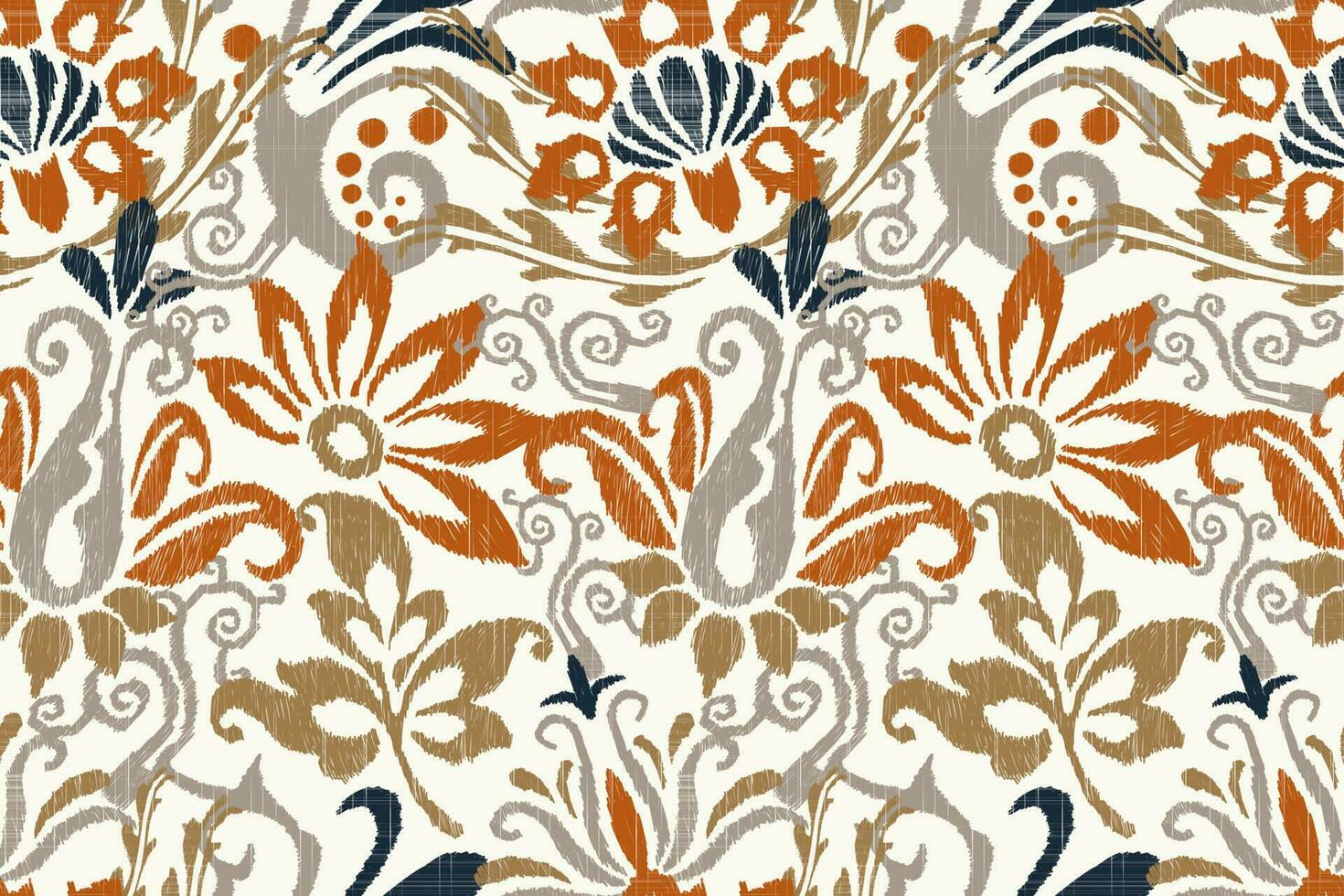 ikat floral cachemir bordado en blanco fondo.ikat étnico oriental sin costura modelo tradicional.azteca estilo resumen vector ilustración.diseño para textura,tela,ropa,envoltura,decoración.