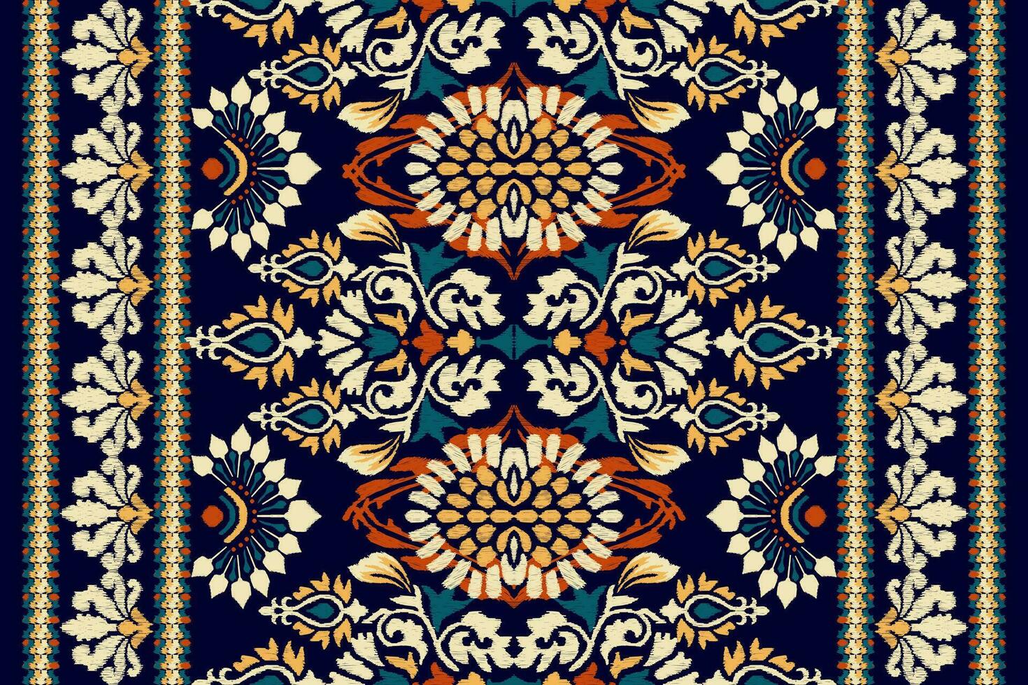 ikat floral cachemir bordado en púrpura fondo.ikat étnico oriental modelo tradicional.azteca estilo resumen vector ilustración.diseño para textura,tela,ropa,envoltura,decoración,alfombra.