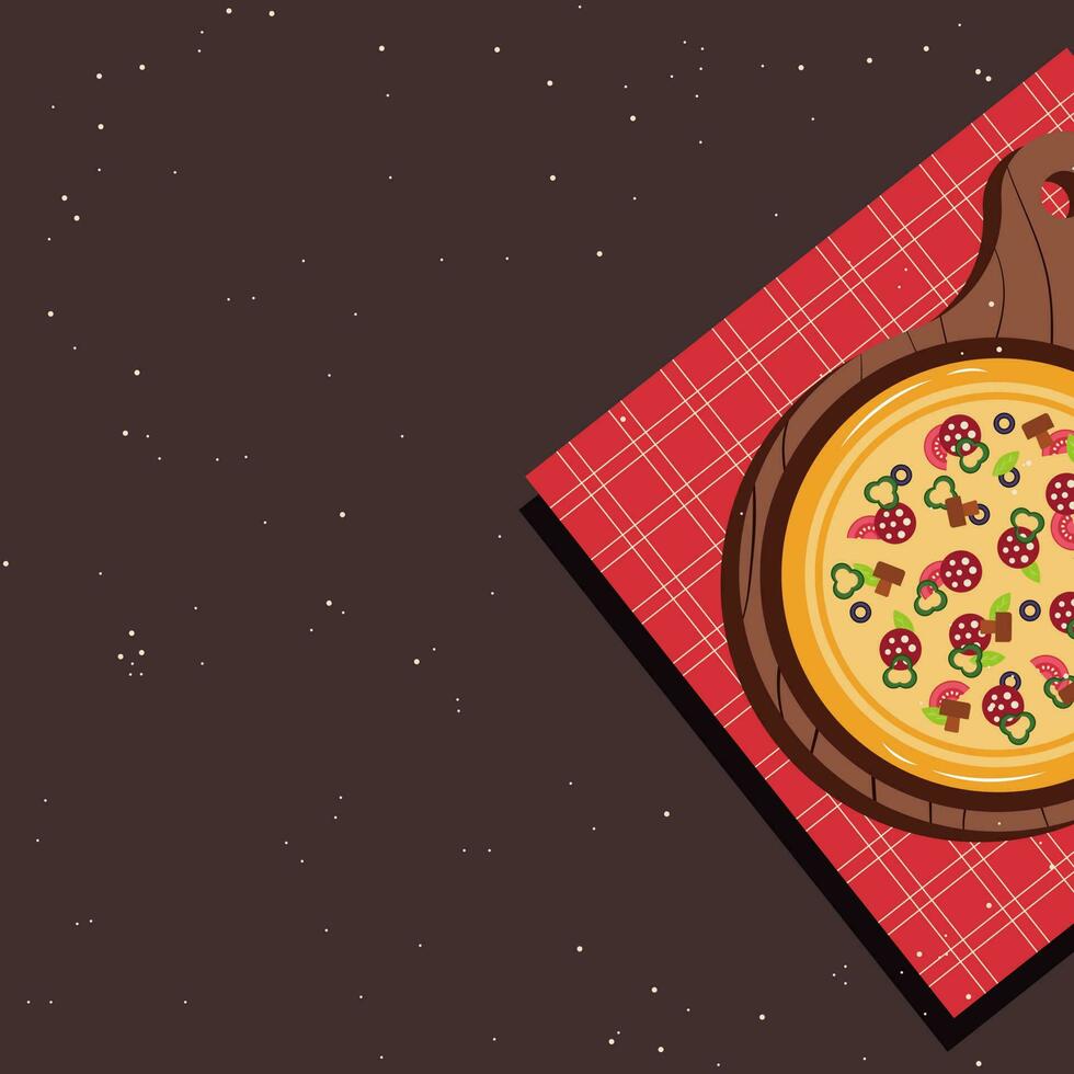 Pizza bandera o antecedentes. Pizza en el tablero. vector ilustración.