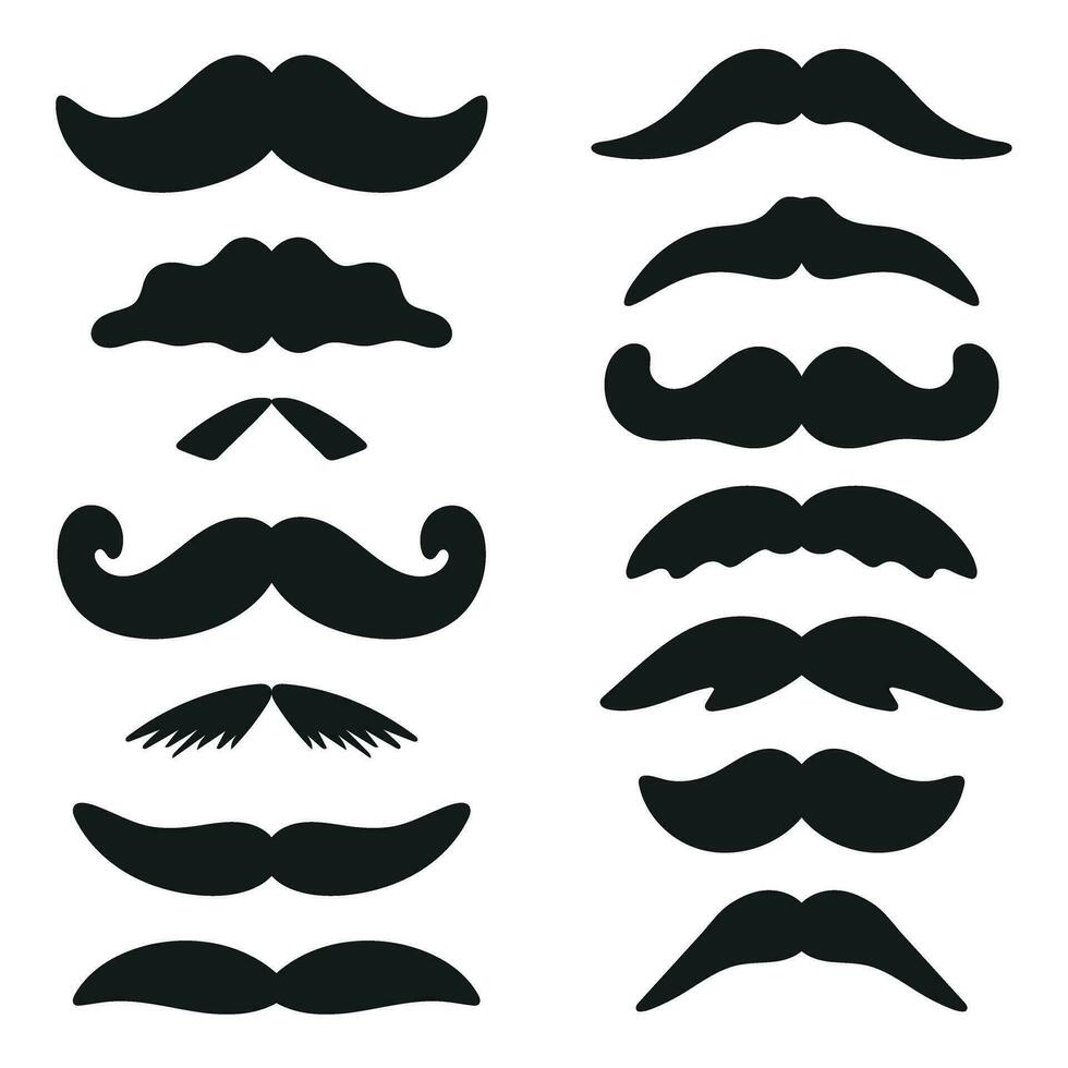 Black silhouette mustache set vector