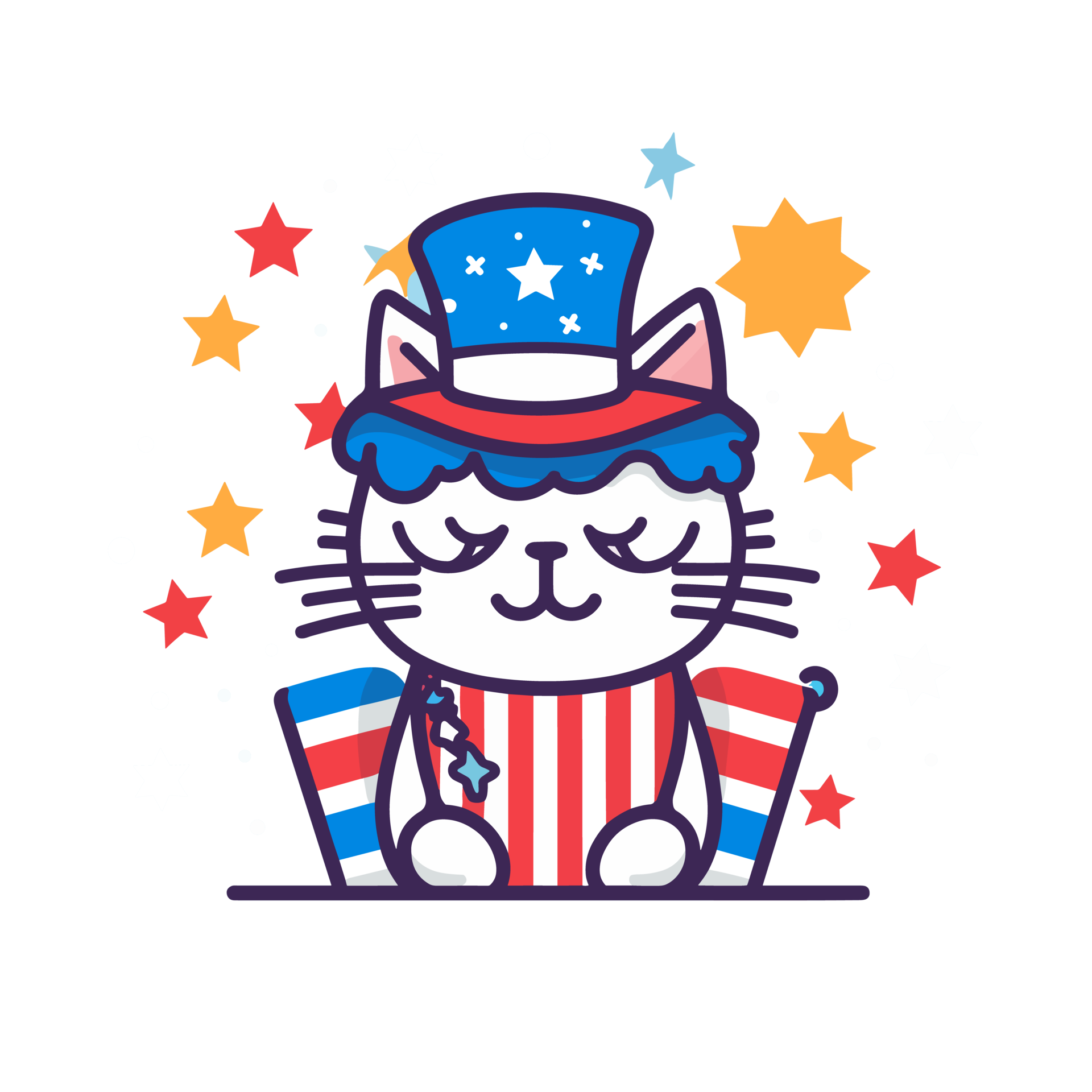 4th of July, Independence Day, PNG Cartoon, Cat 24692920 PNG