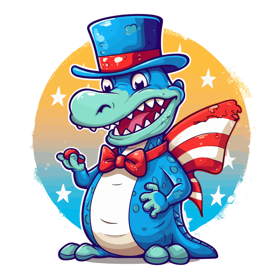 4th of July, Independence Day, PNG  Cartoon,crocodile