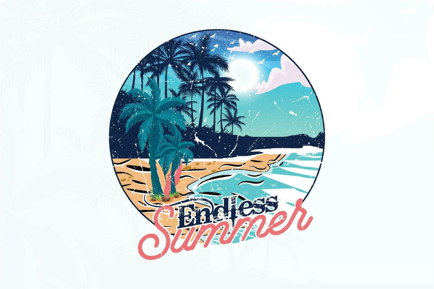 Endless summer beach t shirt design vector
