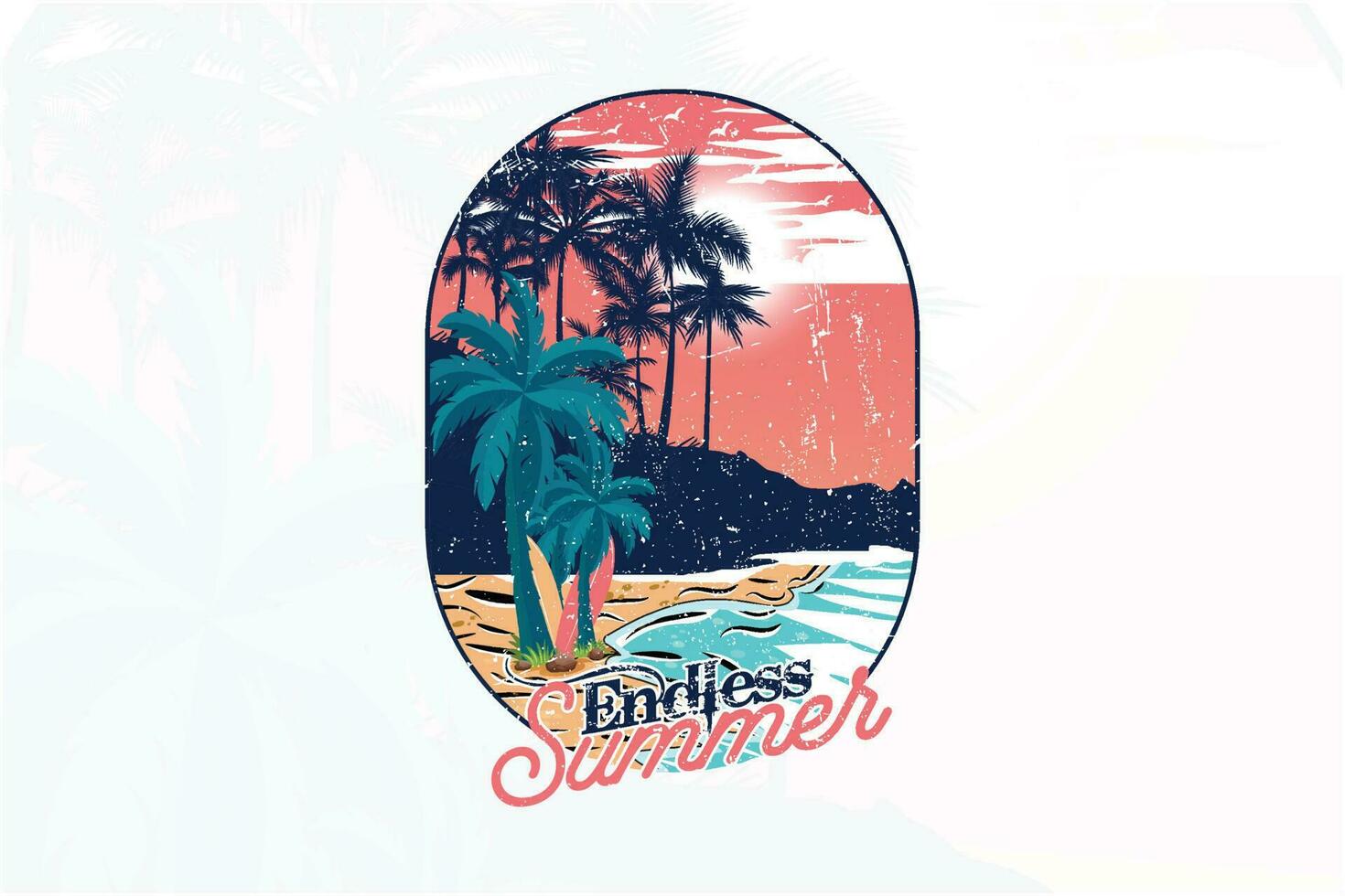 Endless summer surfing t shirt print illustration vector