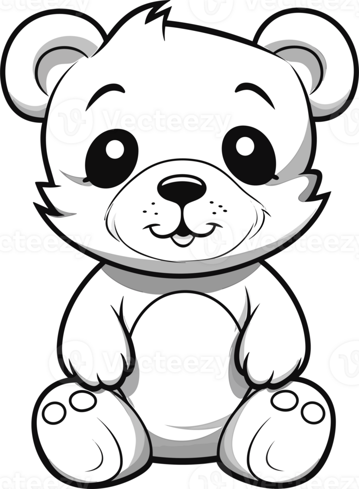 Bear, colouring book for kids,illustration png