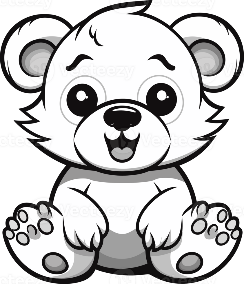 Bear, colouring book for kids,illustration png