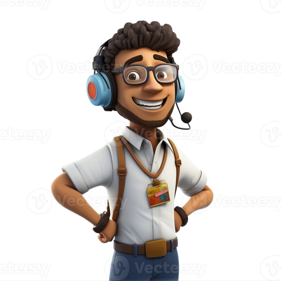 Photo 3d call center employee. 3d call center agent on a png background