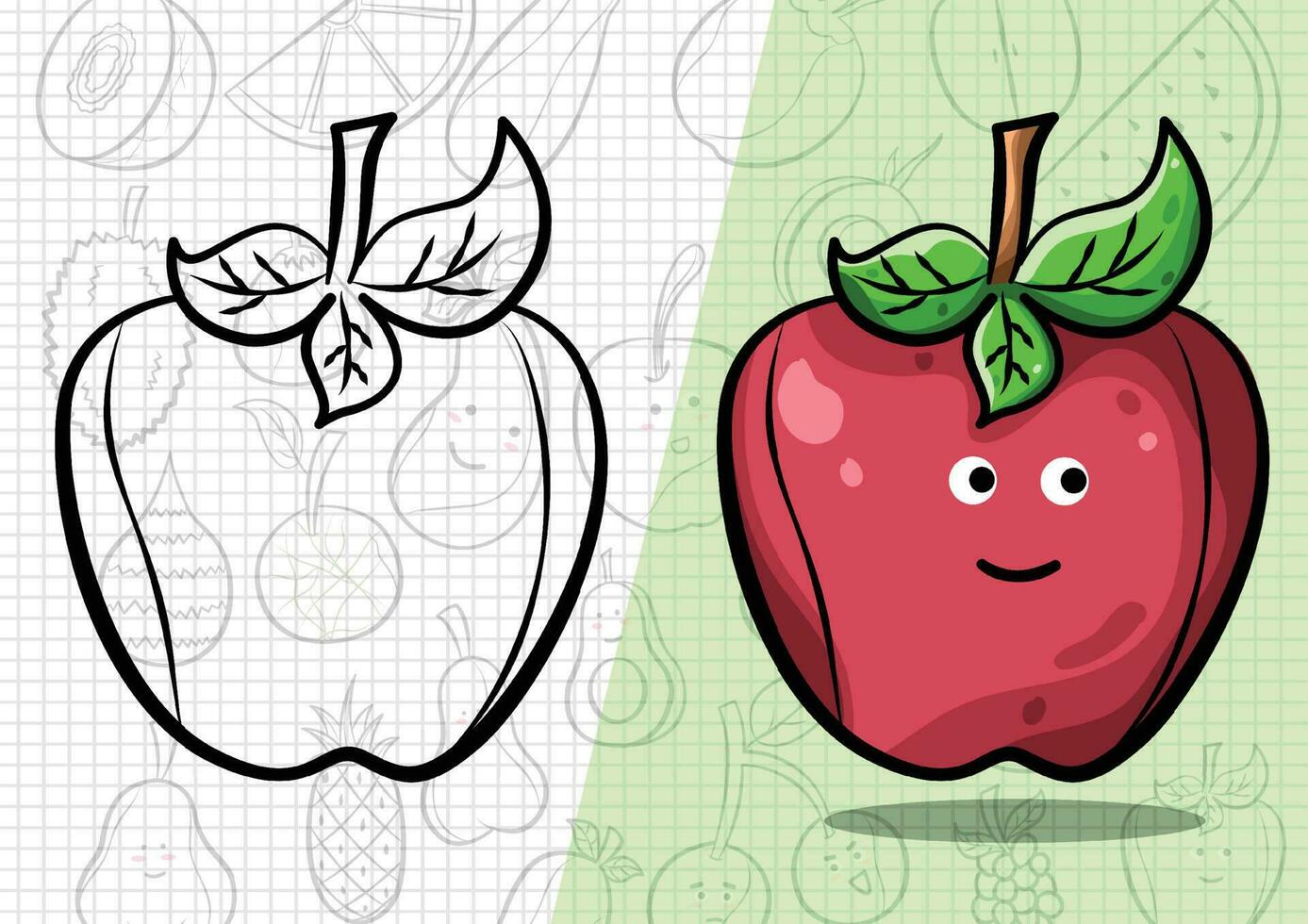 cartoon style apple illustration vector