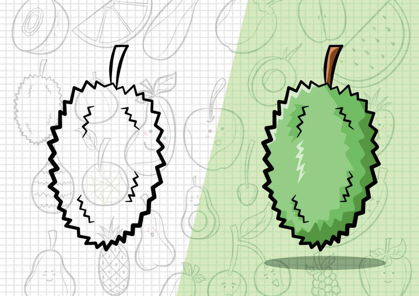 cartoon style durian illustration vector