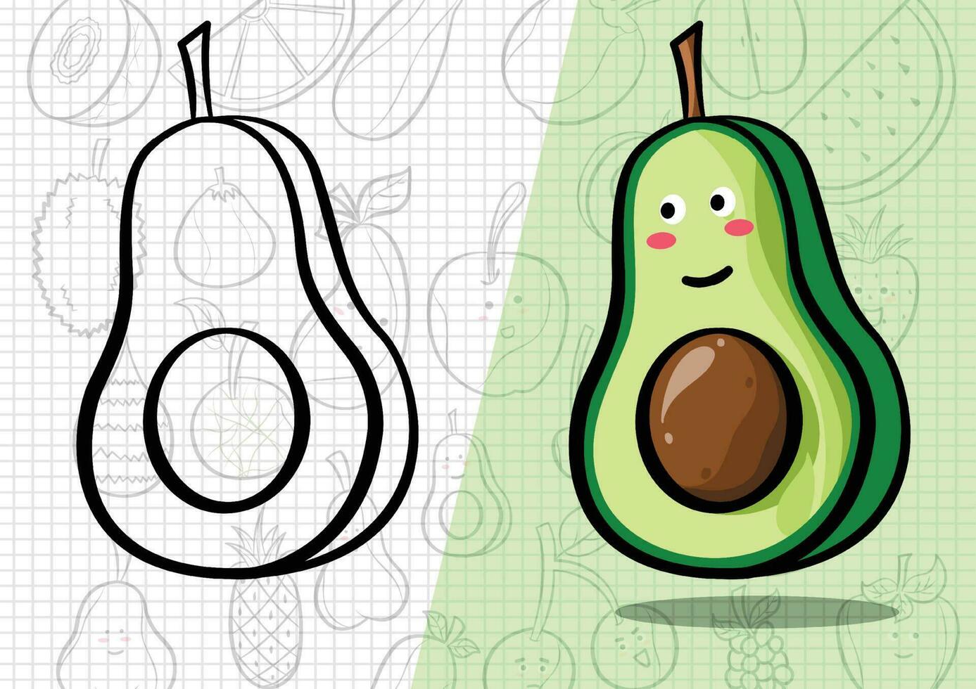 cartoon style avocado illustration vector