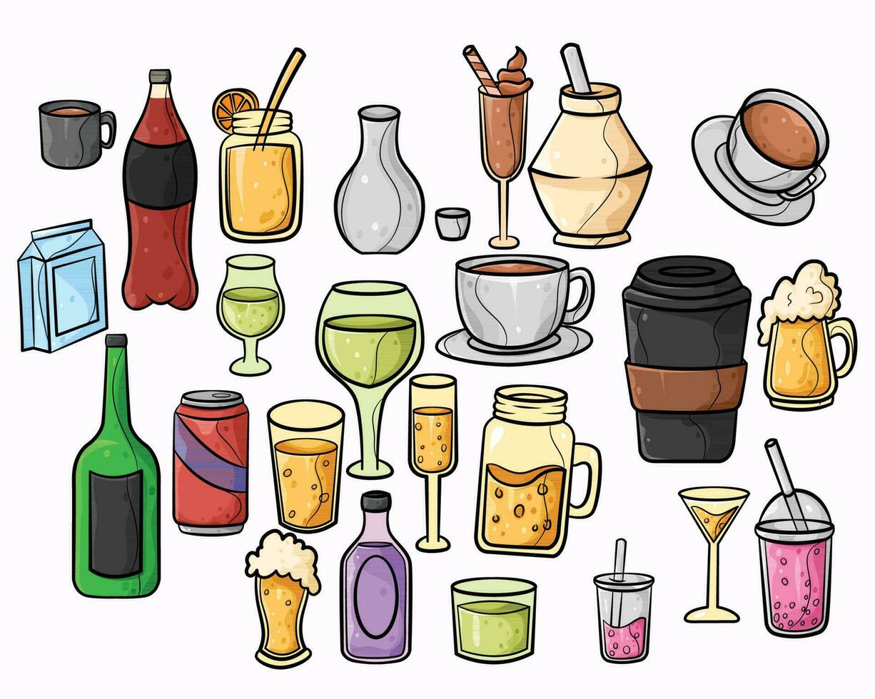 cartoon style drink art illustration vector