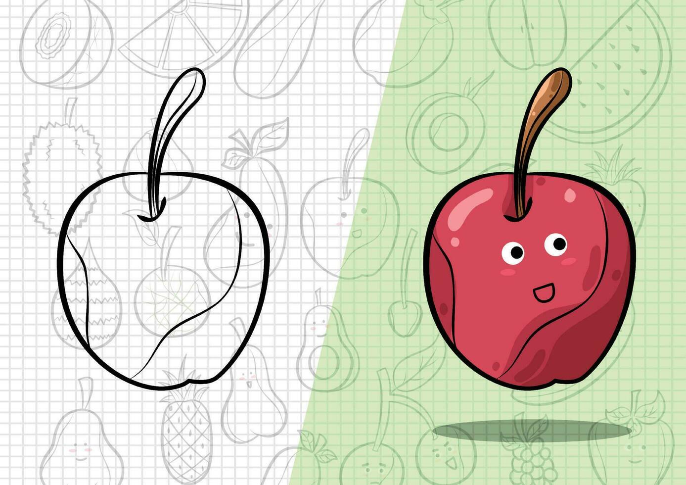 cartoon style apple illustration vector